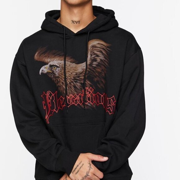 Forever 21 Eagle Graphic Kangaroo Pocket Hoodie Sweatshirts‎ - Picture 1 of 7